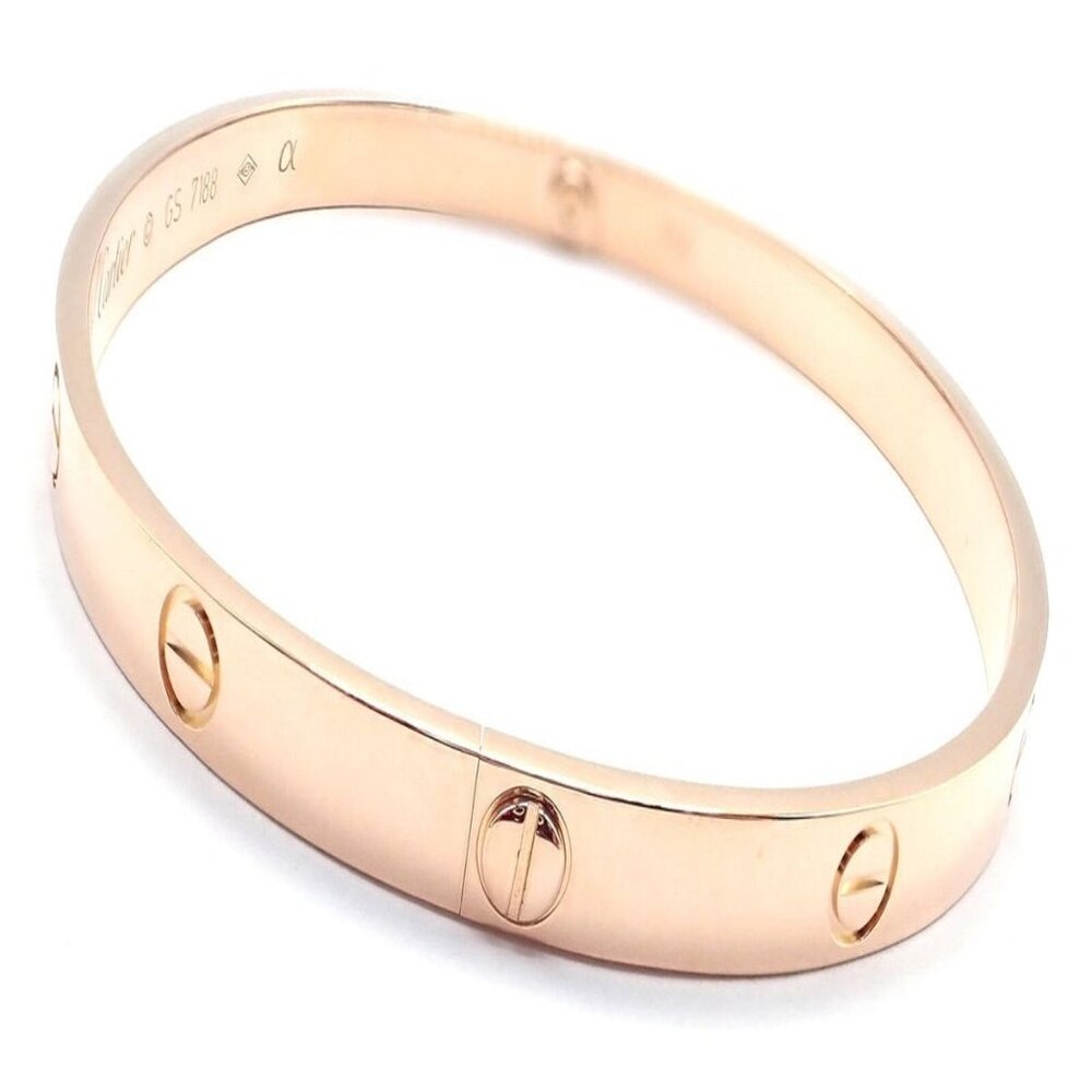 Authentic! Cartier 18k Rose Gold Love Bangle Bracelet Size 21 Paper - Picture 4 of 13
